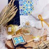 Μπομπονιέρα ξύλινο κουτάκι yellow blue tile Μπομπονιέρα ξύλινο κουτάκι yellow blue tile