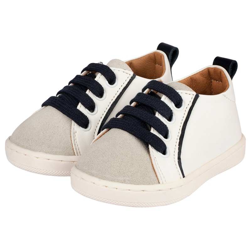 Δερμάτινο Δετό Δίχρωμο Sneaker Λευκό Σιέλ Δερμάτινο Δετό Δίχρωμο Sneaker Λευκό Σιέλ