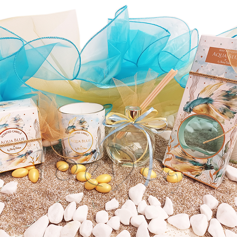 Μπομπονιέρα βάπτισης αρωματικό χώρου aqua blue Μπομπονιέρα βάπτισης αρωματικό χώρου aqua blue