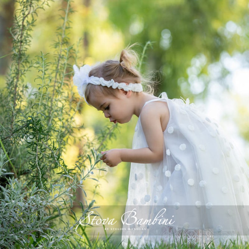 Βαπτιστικό φόρεμα Stova Bambini χειροποίητα λουλούδια Βαπτιστικό φόρεμα Stova Bambini χειροποίητα λουλούδια