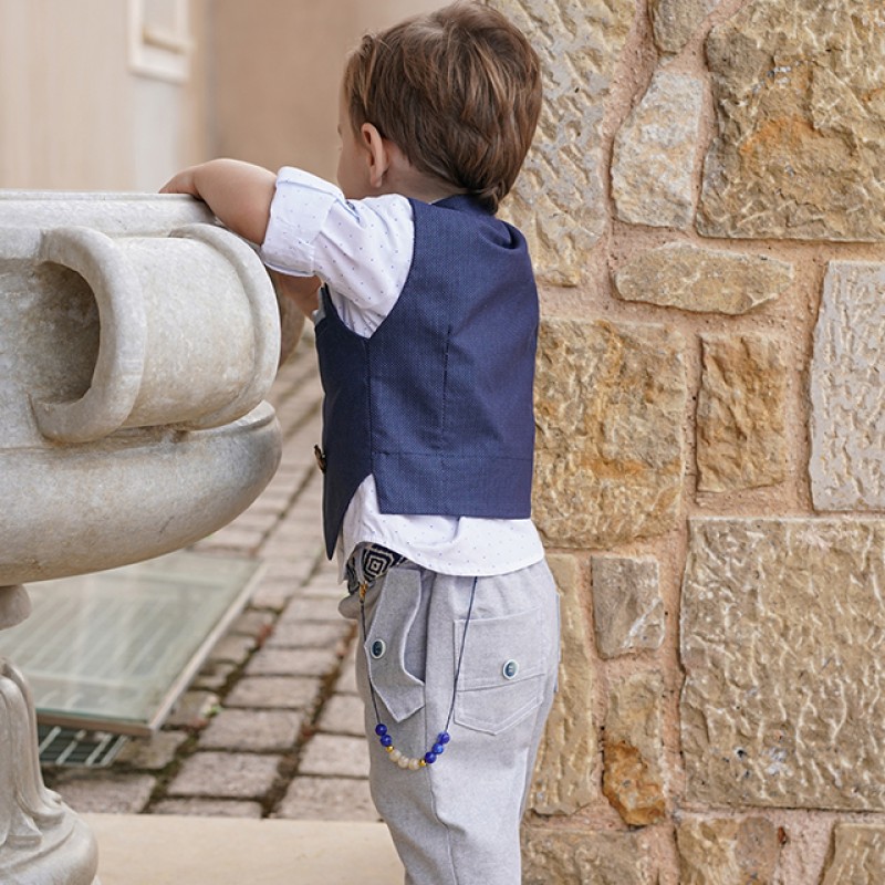 Βαπτιστικό ρούχο μπλε γκρι Stova Bambini Βαπτιστικό ρούχο μπλε γκρι Stova Bambini