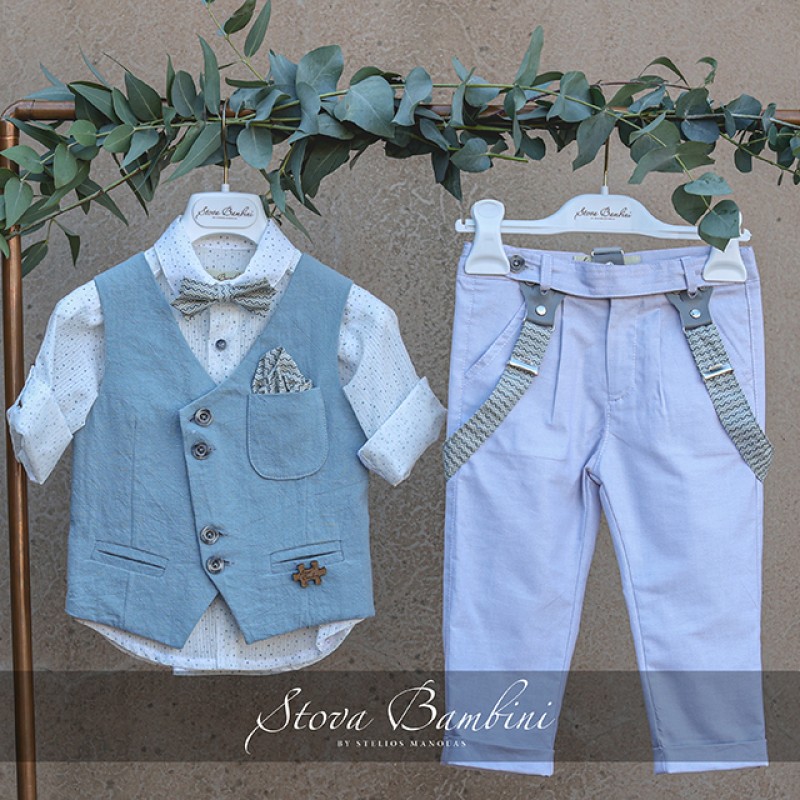 Βαπτιστικό ρούχο για αγοράκια babyblue Stova Bambini Βαπτιστικό ρούχο για αγοράκια babyblue Stova Bambini