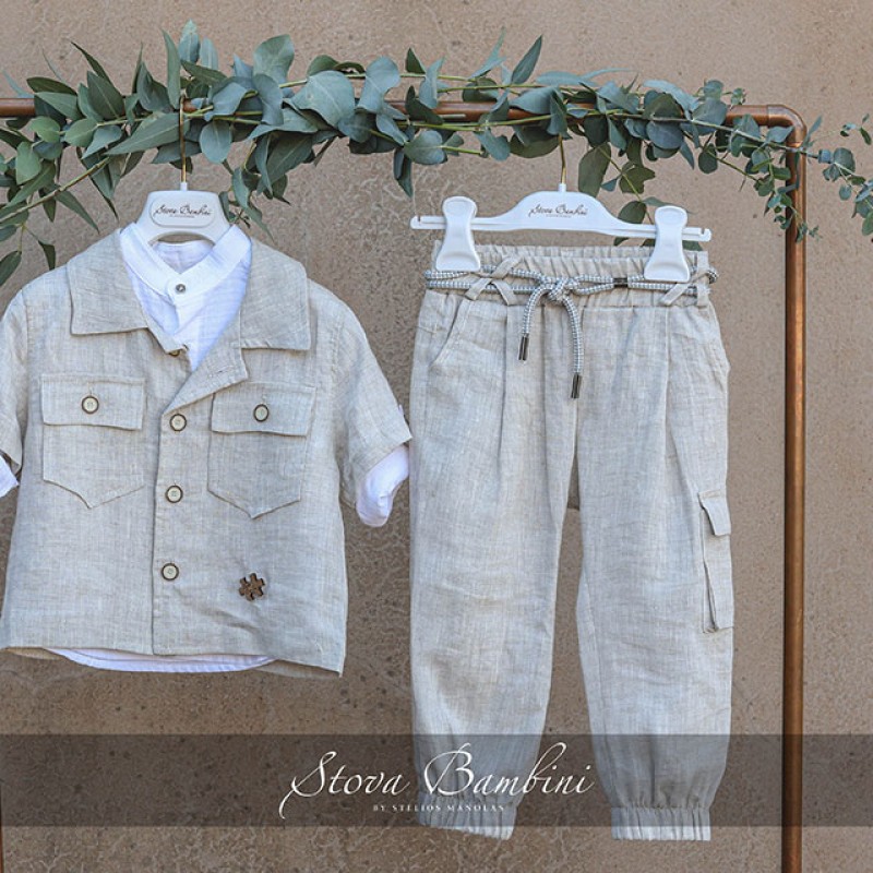 Βαπτιστικό boho σύνολο ρούχων για αγοράκια Stova Bambini Βαπτιστικό boho σύνολο ρούχων για αγοράκια Stova Bambini