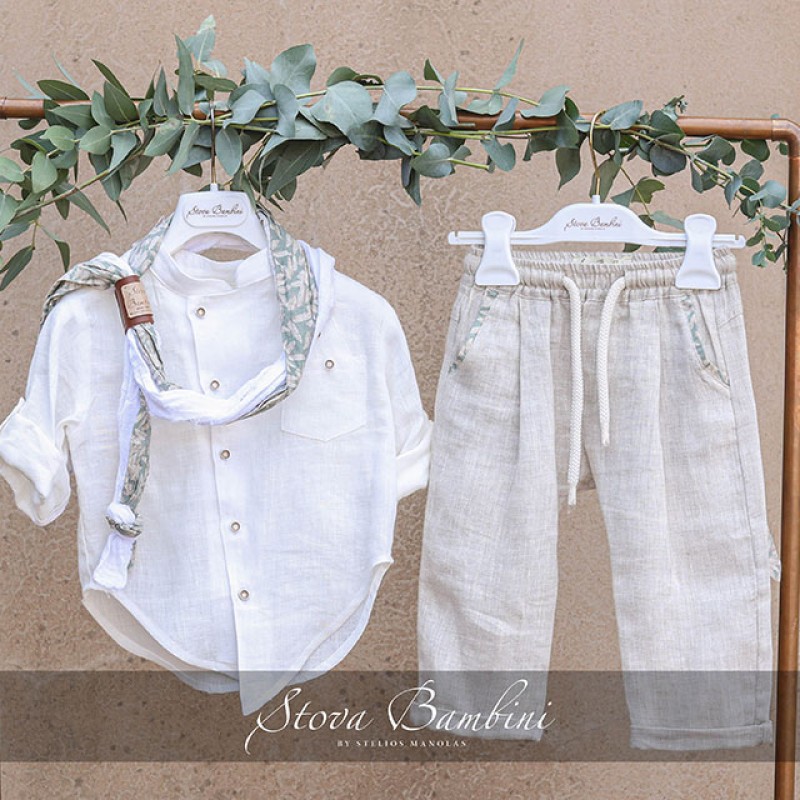 Βαπτιστικό ρούχο λινό off white Stova Bambini Βαπτιστικό ρούχο λινό off white Stova Bambini