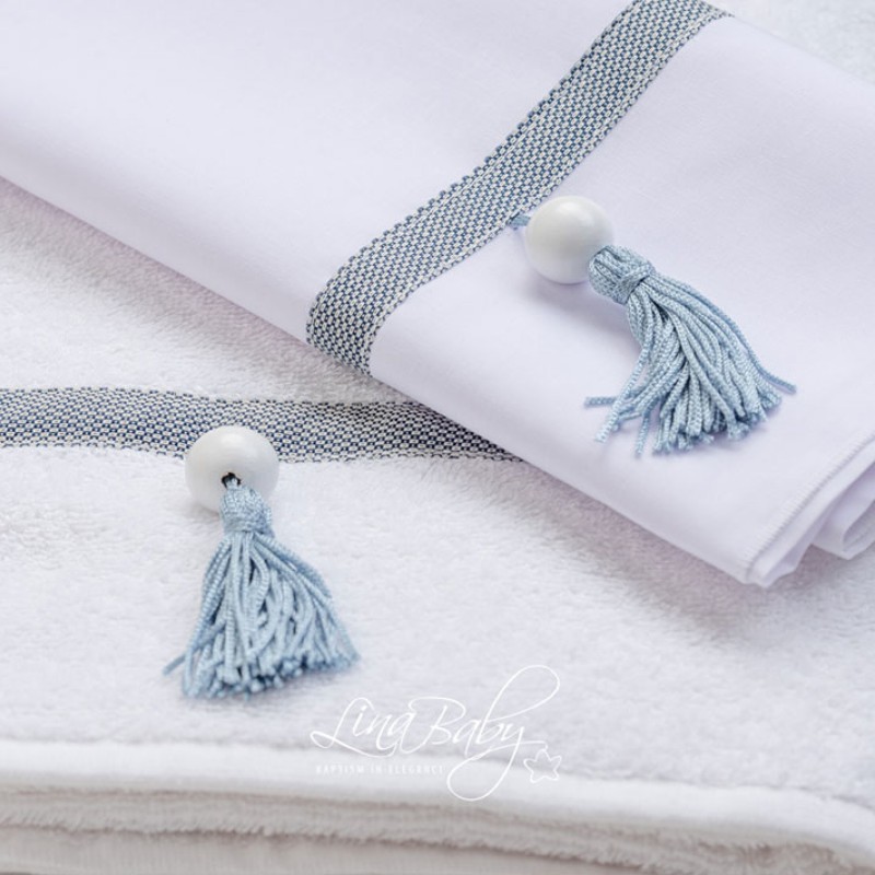 Λαδόπανο Βάπτισης για Αγοράκια Boho Chic - Φυσικές Αποχρώσεις & Κομψές Φούντες Λαδόπανο Βάπτισης για Αγοράκια Boho Chic - Φυσικές Αποχρώσεις & Κομψές Φούντες