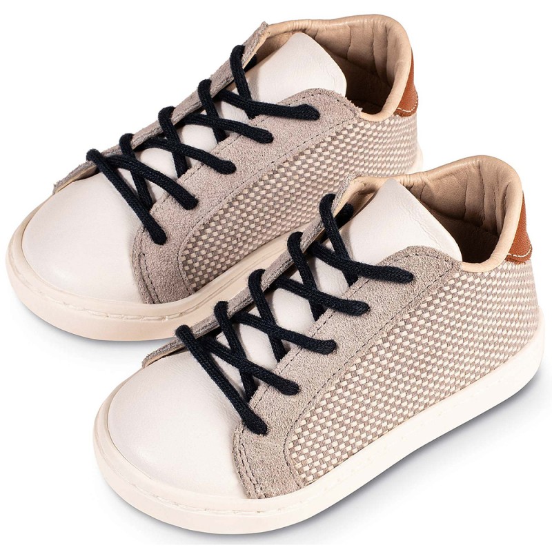Βαπτιστικό Sneakers από Ύφασμα & Δέρμα - Γκρι Λευκό Μπλε Βαπτιστικό Sneakers από Ύφασμα & Δέρμα - Γκρι Λευκό Μπλε