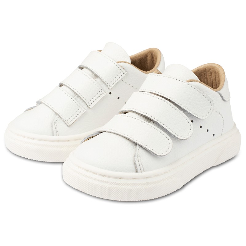 Δερμάτινο Βαπτιστικό Sneaker με Τριπλή Μπαρέτα - Λευκό Δερμάτινο Βαπτιστικό Sneaker με Τριπλή Μπαρέτα - Λευκό