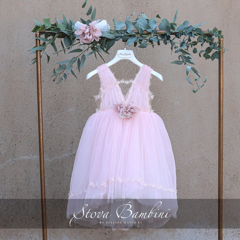 Βαπτιστικό φόρεμα dusty pink Stova Bambini Βαπτιστικό φόρεμα dusty pink Stova Bambini