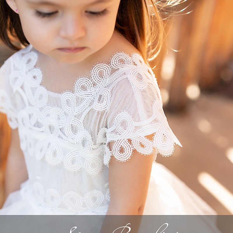 Βαπτιστικό Φόρεμα Stova Bambini – Off-White Δαντέλα & Ασύμμετρο Τούλι