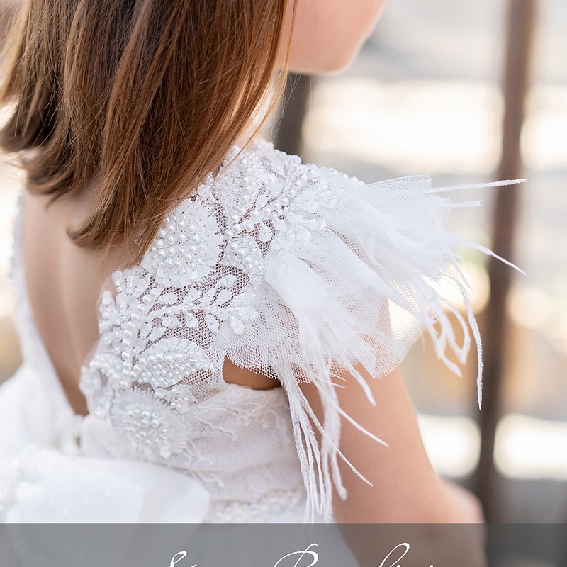 Βαπτιστικό Φόρεμα Stova Bambini – Off-White με Δαντέλα & Φτερά Marabou Βαπτιστικό Φόρεμα Stova Bambini – Off-White με Δαντέλα & Φτερά Marabou