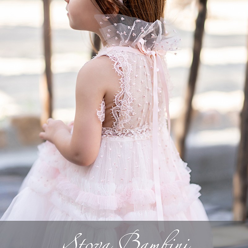 Βαπτιστικό Φόρεμα Stova Bambini – Sweet Pink Ρομαντικό Σχέδιο