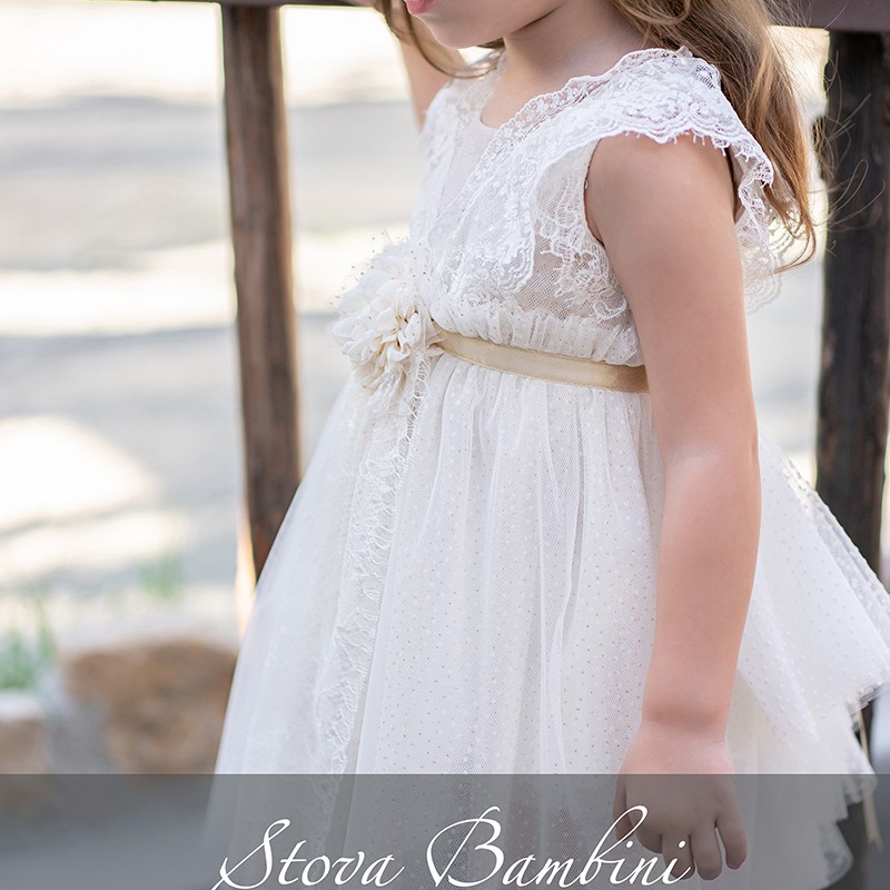 Βαπτιστικό Φόρεμα Stova Bambini – Gold Glitter Tulle με Γαλλικές Δαντέλες Βαπτιστικό Φόρεμα Stova Bambini – Gold Glitter Tulle με Γαλλικές Δαντέλες