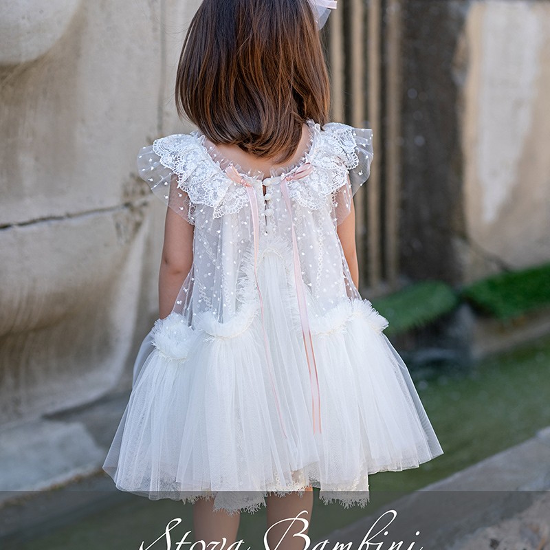 Βαπτιστικό Φόρεμα Stova Bambini – Κεντημένο Τούλι & Γαλλικές Δαντέλες