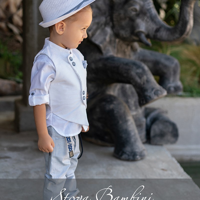 Αγορίστικο Βαπτιστικό Ρούχο Stova Bambini –  Premium Collection με Ασύμμετρο Γιλέκο