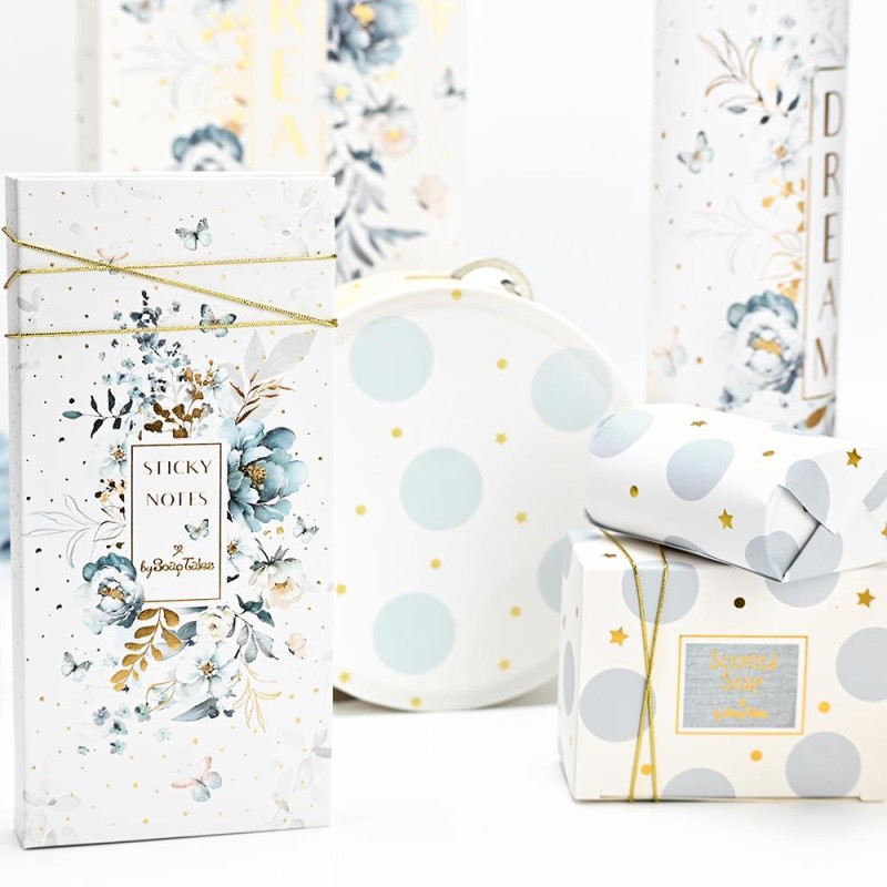 Μπομπονιέρα Σημειωματάριο με Post-it και Στυλό Blue Flowers Μπομπονιέρα Σημειωματάριο με Post-it και Στυλό Blue Flowers